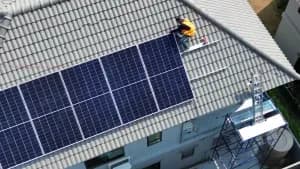 Solar panels on a tiled roof